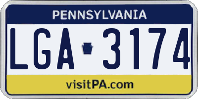 PA license plate LGA3174