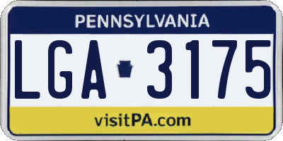 PA license plate LGA3175