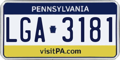 PA license plate LGA3181