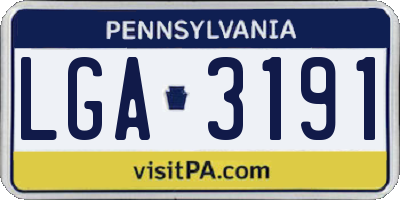 PA license plate LGA3191