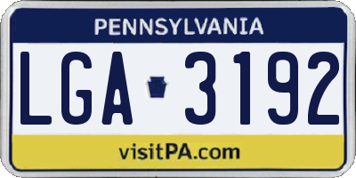 PA license plate LGA3192