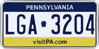 PA license plate LGA3204