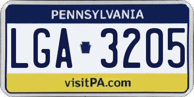 PA license plate LGA3205