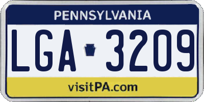 PA license plate LGA3209