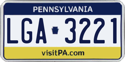 PA license plate LGA3221