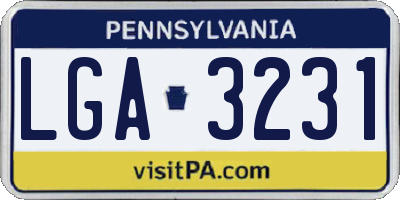 PA license plate LGA3231