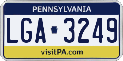 PA license plate LGA3249