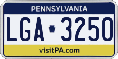 PA license plate LGA3250