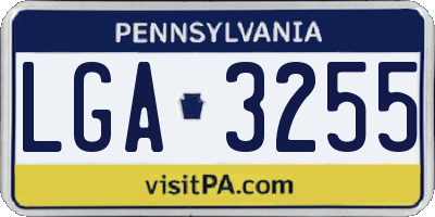 PA license plate LGA3255