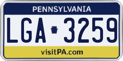 PA license plate LGA3259