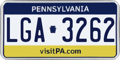 PA license plate LGA3262