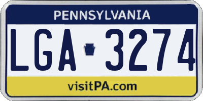 PA license plate LGA3274