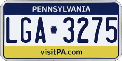 PA license plate LGA3275