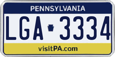 PA license plate LGA3334