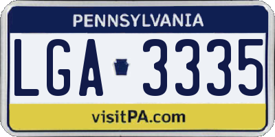 PA license plate LGA3335
