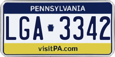 PA license plate LGA3342