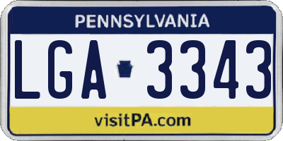 PA license plate LGA3343