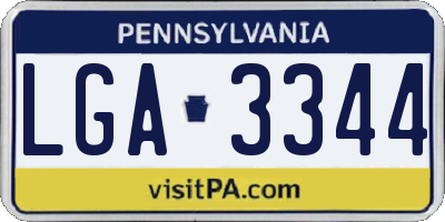 PA license plate LGA3344
