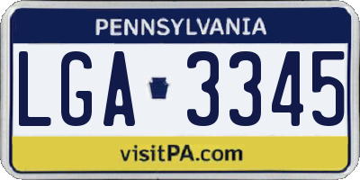 PA license plate LGA3345