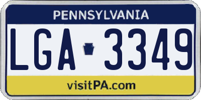 PA license plate LGA3349