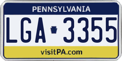 PA license plate LGA3355