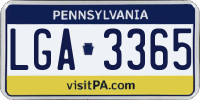 PA license plate LGA3365