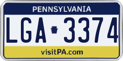 PA license plate LGA3374
