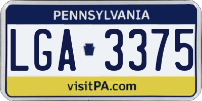 PA license plate LGA3375