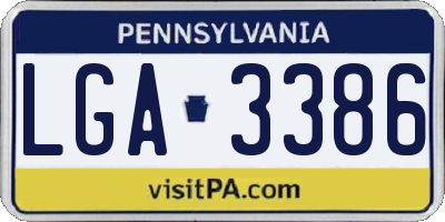 PA license plate LGA3386
