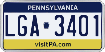 PA license plate LGA3401