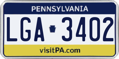 PA license plate LGA3402