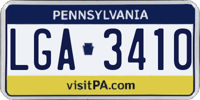 PA license plate LGA3410