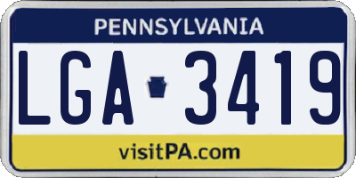 PA license plate LGA3419