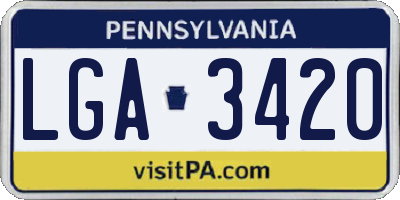 PA license plate LGA3420