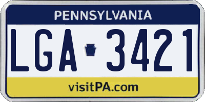 PA license plate LGA3421