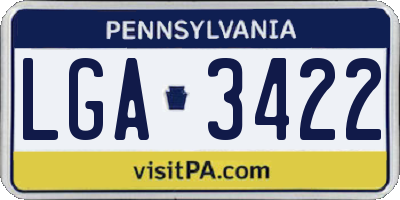 PA license plate LGA3422