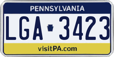 PA license plate LGA3423
