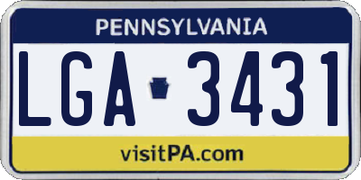 PA license plate LGA3431