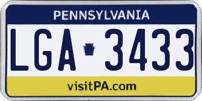 PA license plate LGA3433