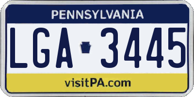 PA license plate LGA3445