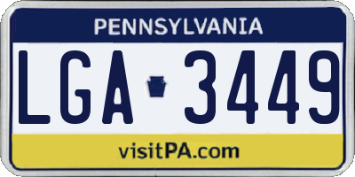 PA license plate LGA3449