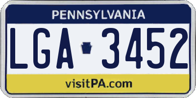 PA license plate LGA3452