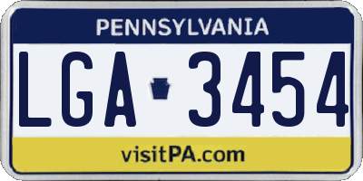 PA license plate LGA3454
