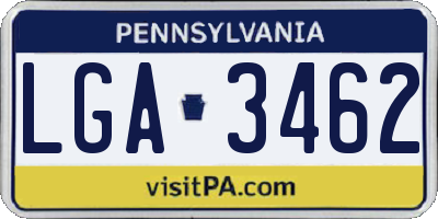 PA license plate LGA3462