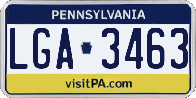 PA license plate LGA3463