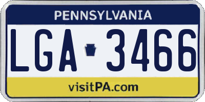 PA license plate LGA3466