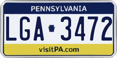 PA license plate LGA3472