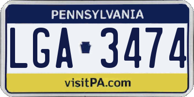 PA license plate LGA3474
