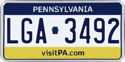 PA license plate LGA3492