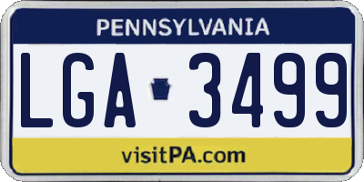 PA license plate LGA3499
